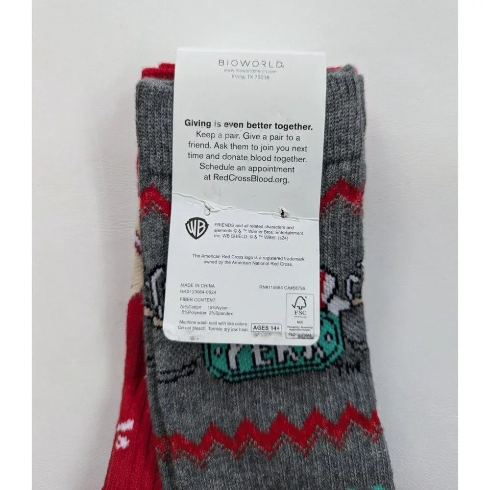 AMERICAN RED CROSS Socks "FRIENDS" Limited edition, 2 Pairs NWT - Picture 5 of 5